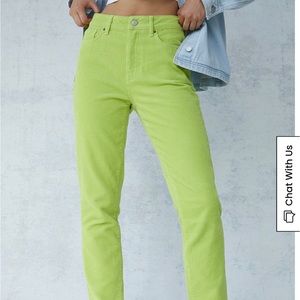 NWT!! OFFERS WELCOMED!! Lime green corduroy mom jeans